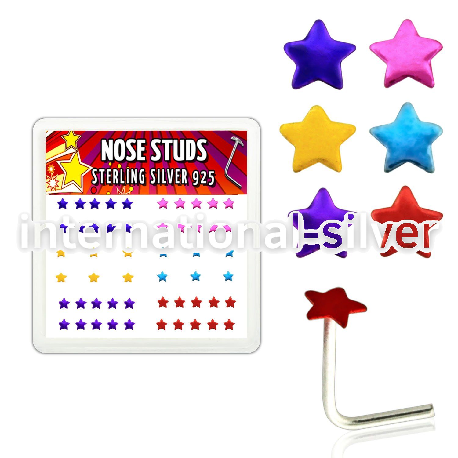 nsxsap l shape nose studs silver 925 nose