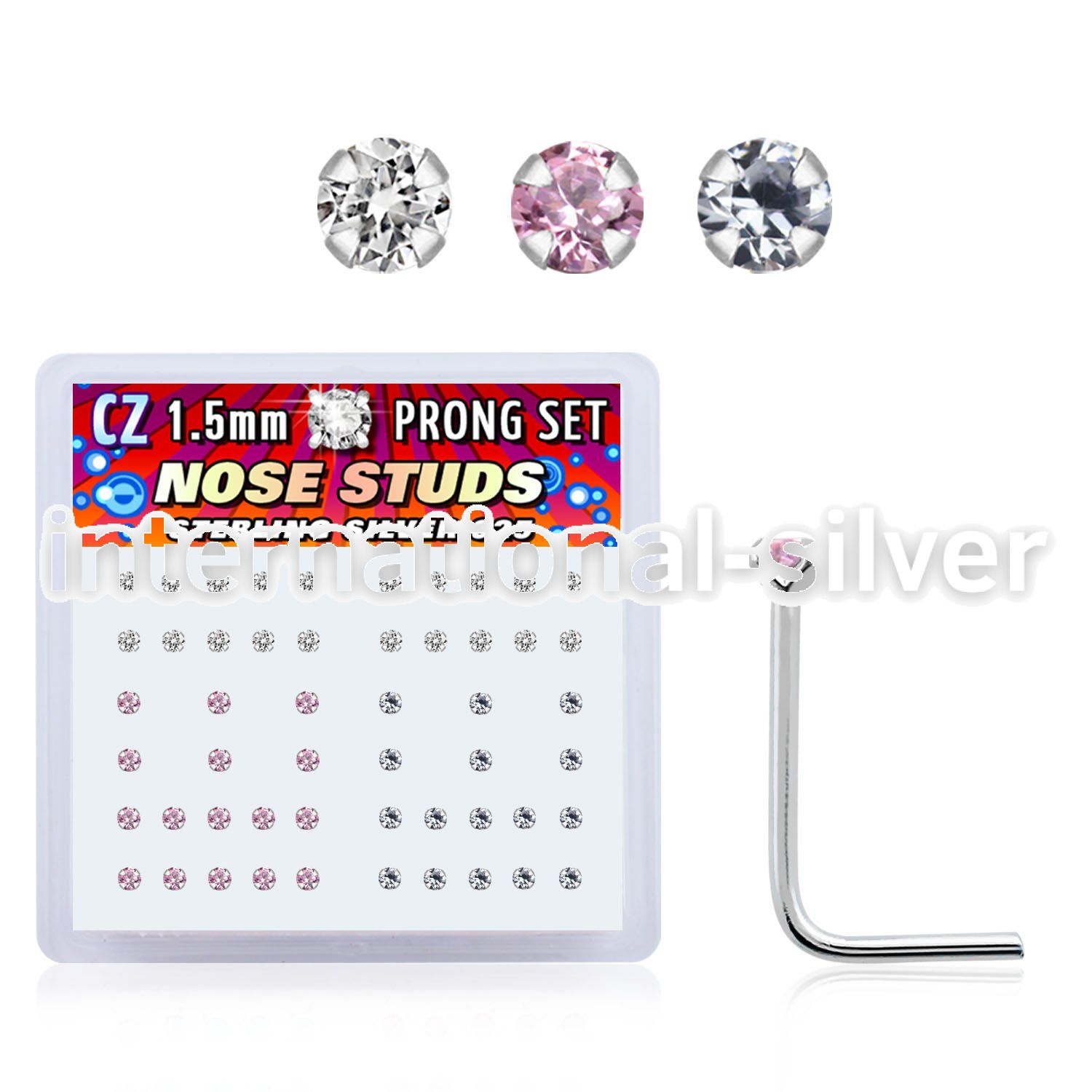nszbm l shape nose studs silver 925 nose