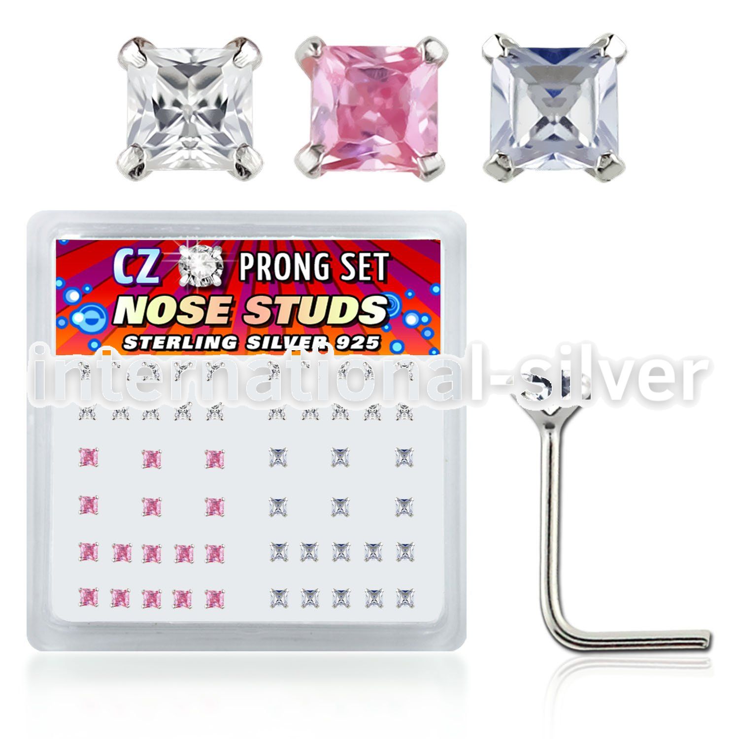nszbqm l shape nose studs silver 925 nose