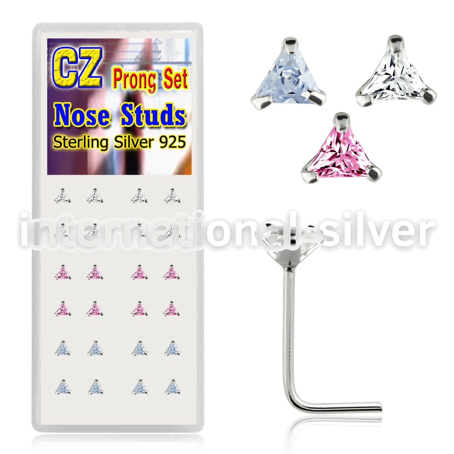 nsztrm l shape nose studs silver 925 nose
