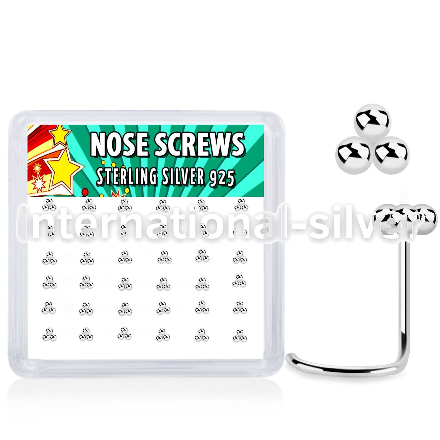 nwtsv36 sterling silver nose screws triple balls