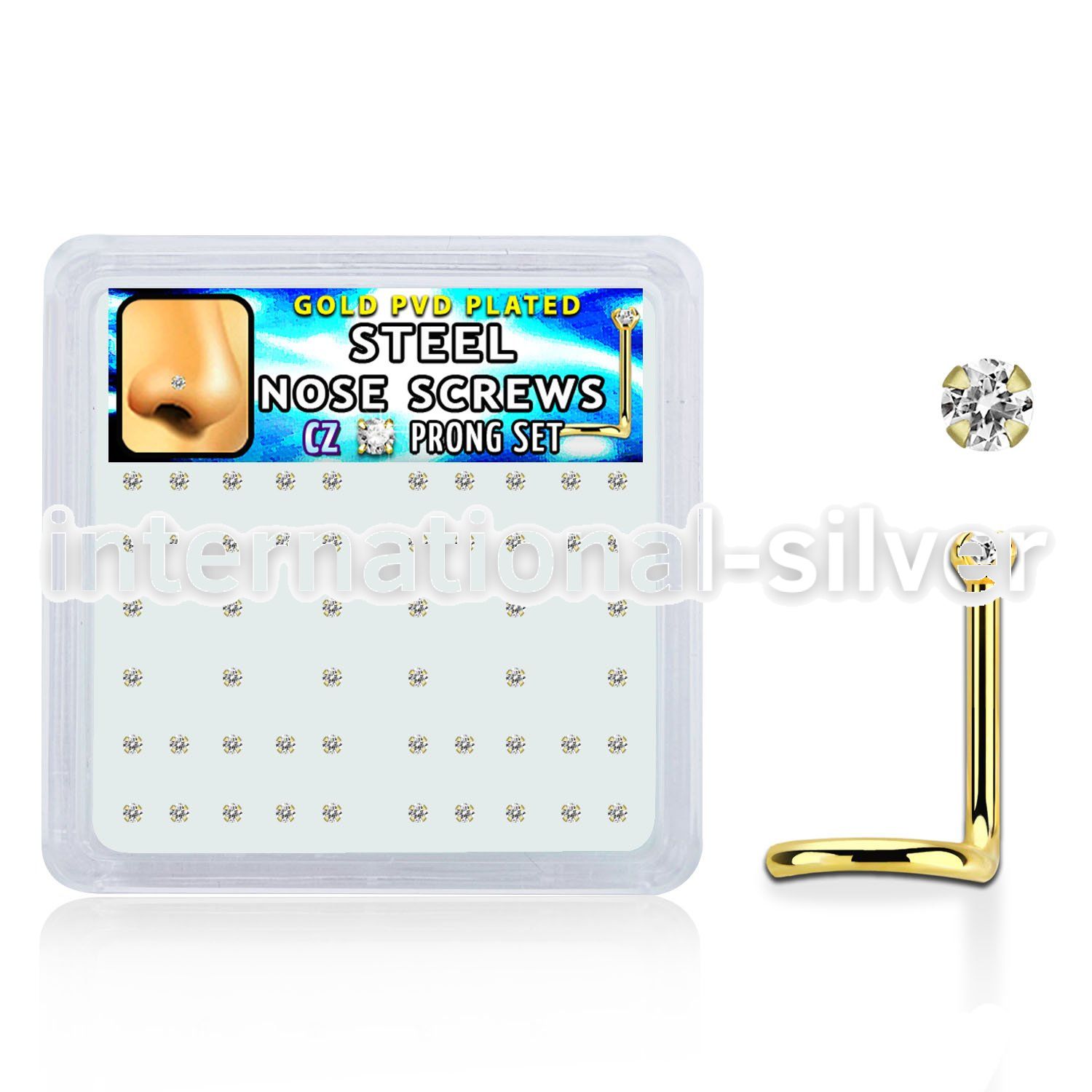 nwtz15xc box w gold plated steel nose screws w 1 5mm clear czs