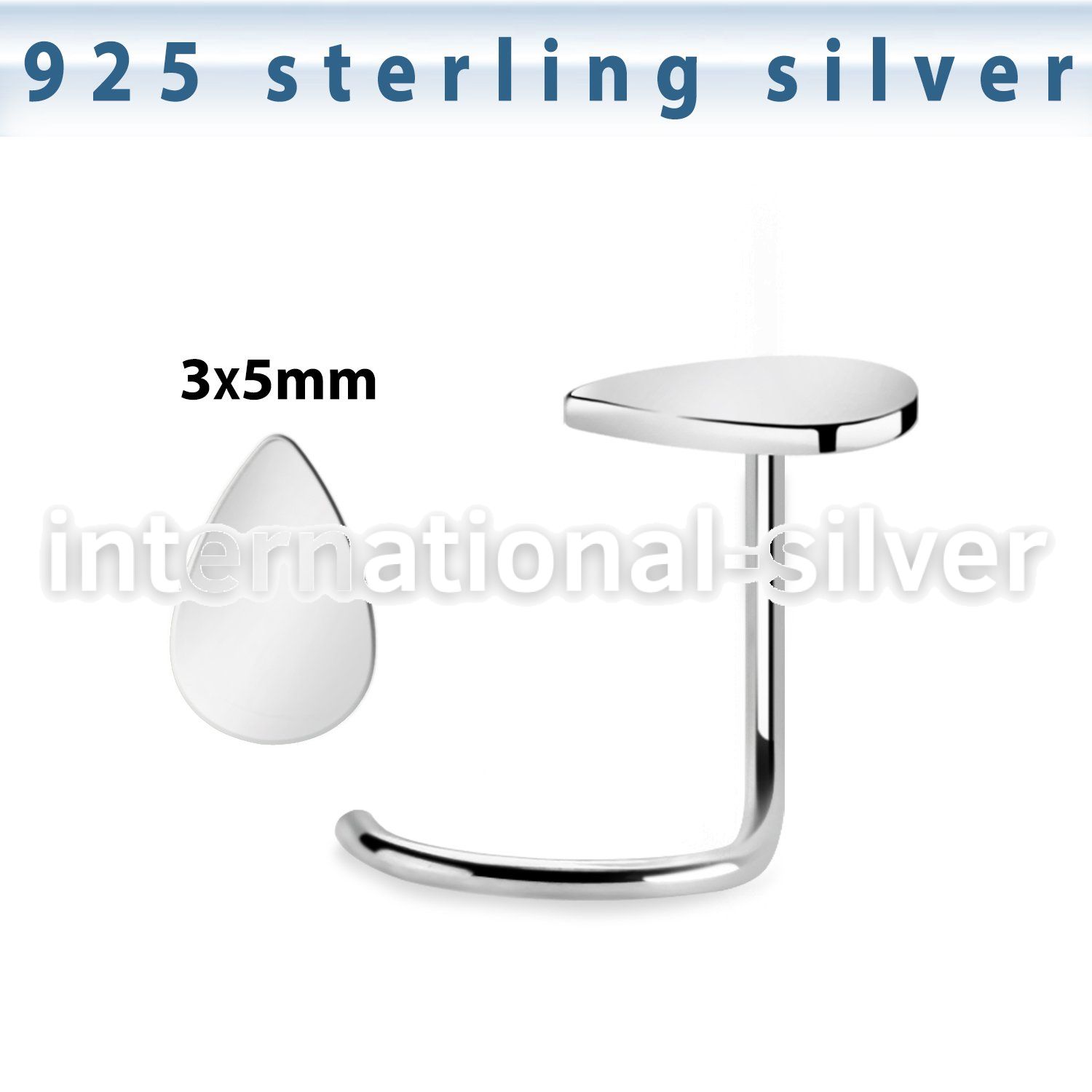 nwvdr sterling silver nose screw teardrop shaped top