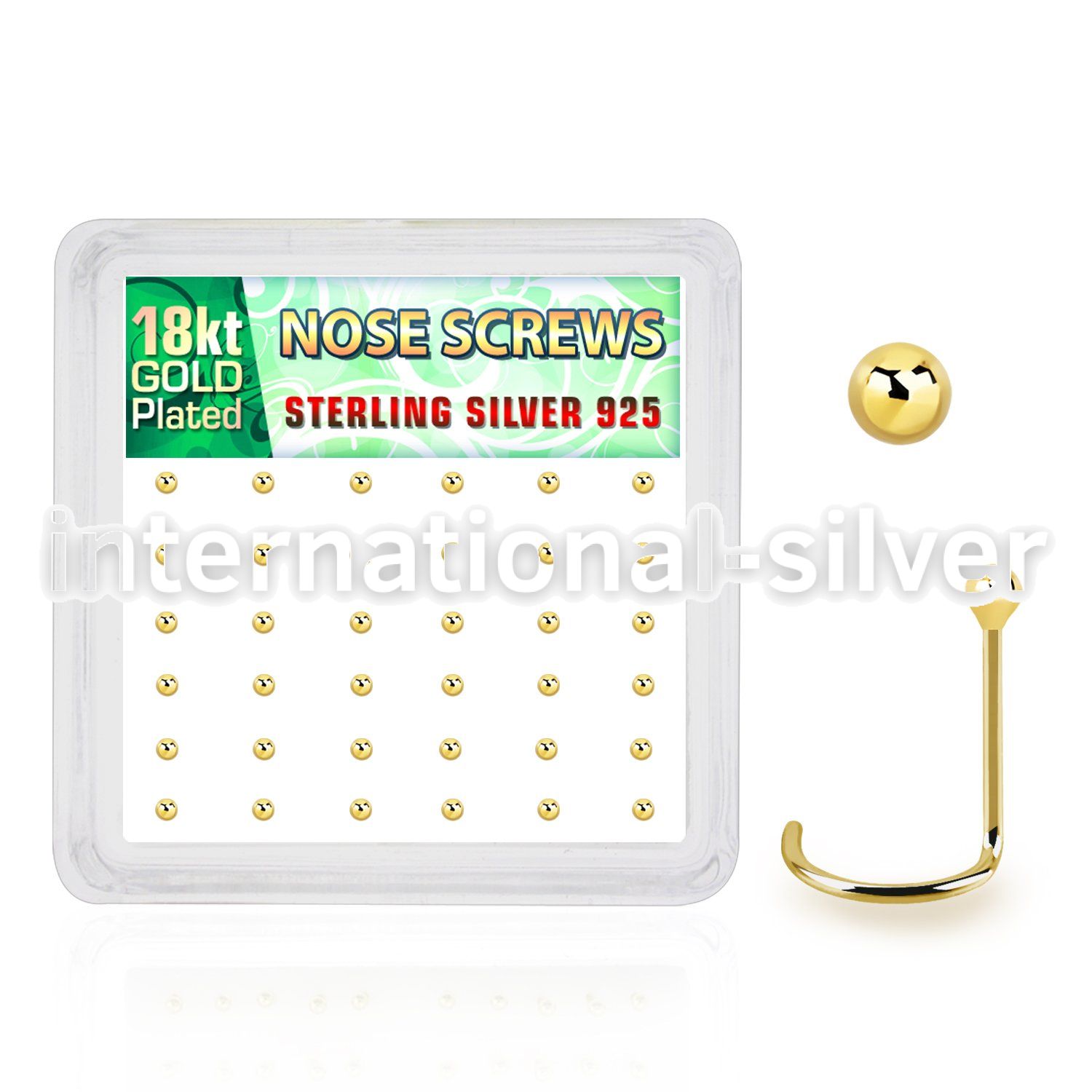 nwx18b box w 52 18k gold plated silver nose screws w 1.5mm ball