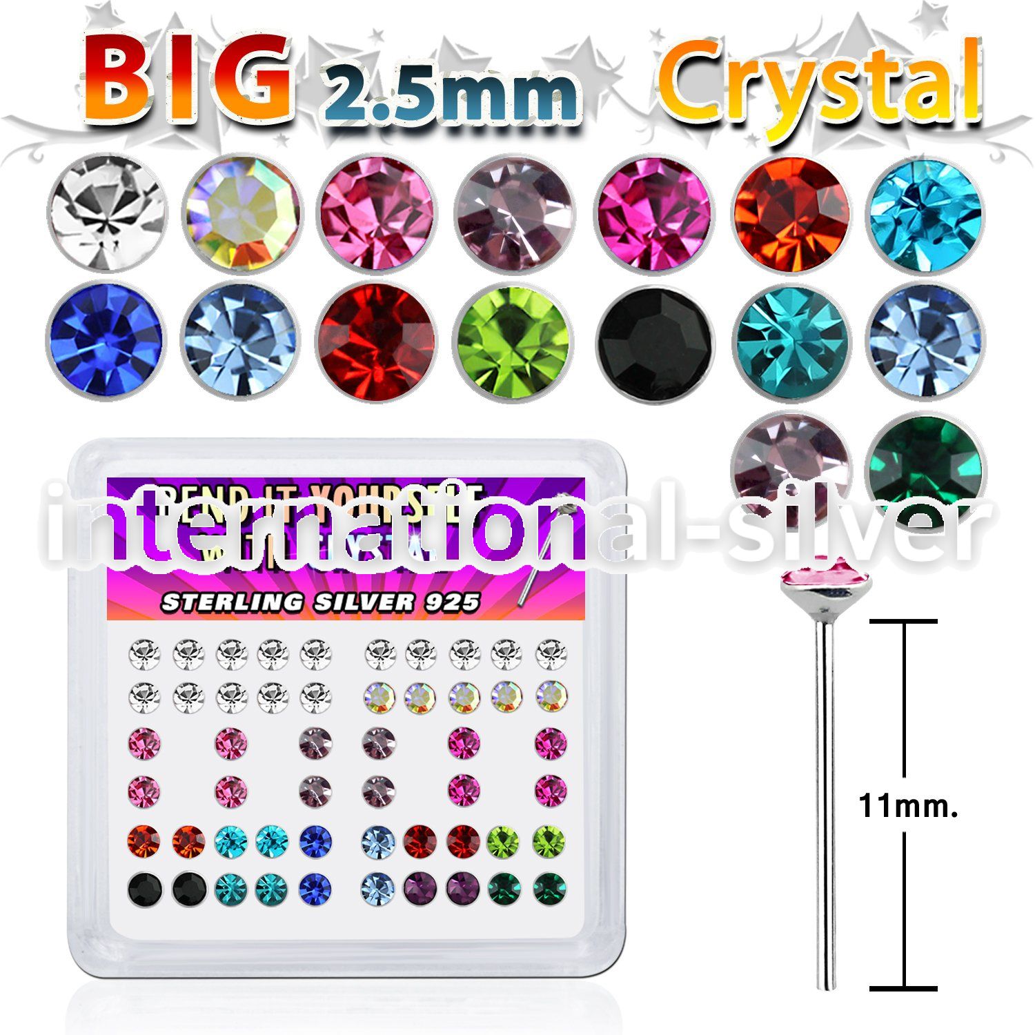 ny19mx bend it to fit nose studs silver 925 nose