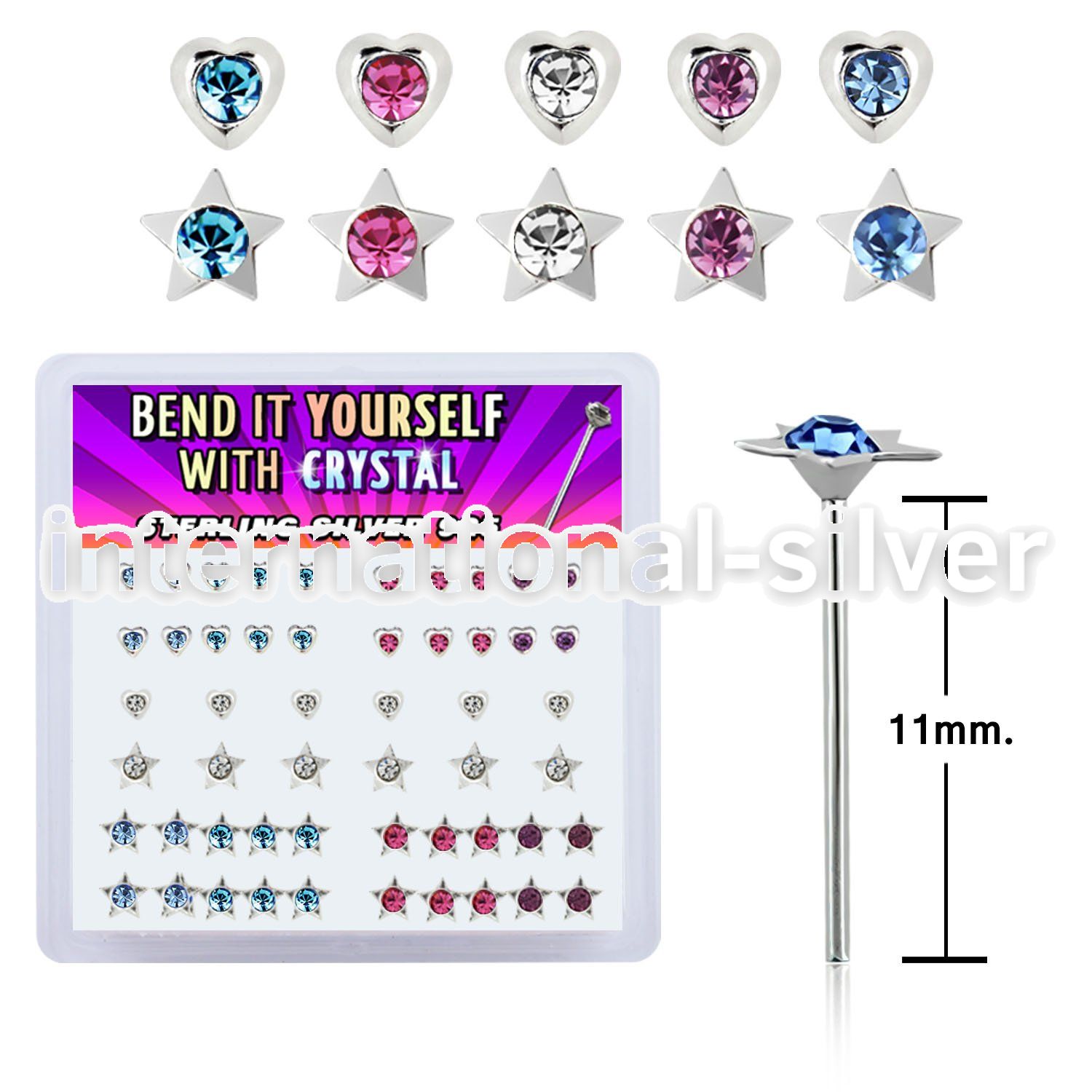 nymhsm bend it to fit nose studs silver 925 nose