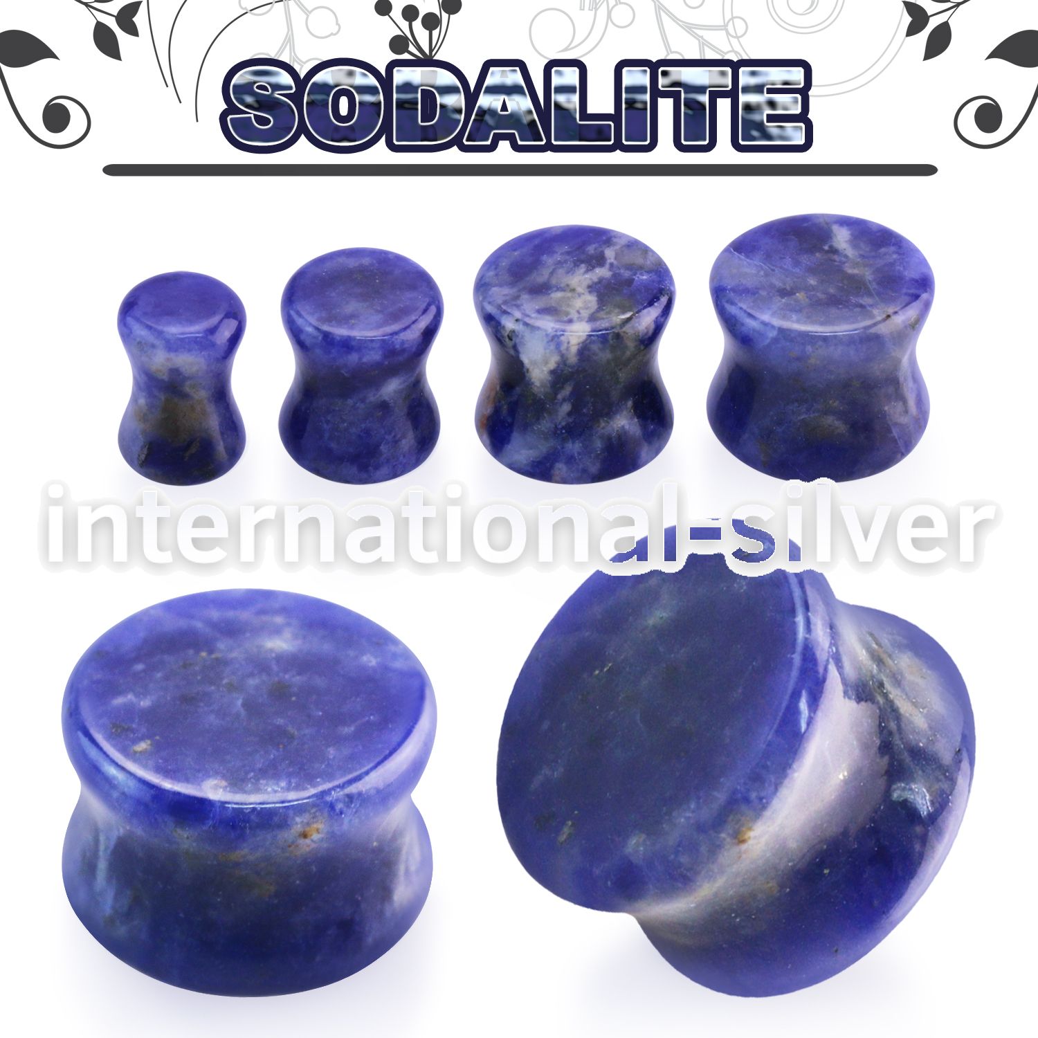 pgsss sodalite stone double flare ear plug