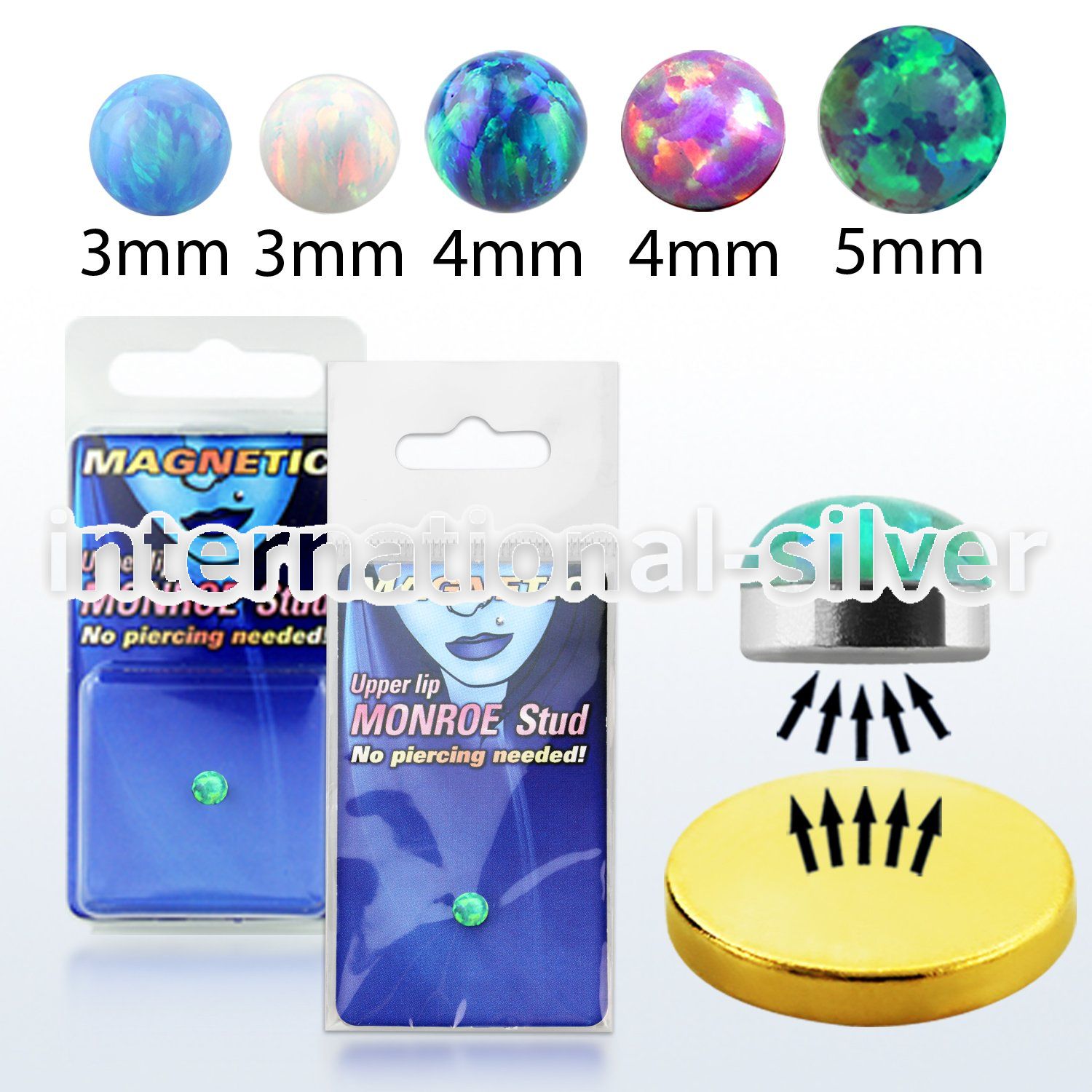 pkmr5 magnetic monroe stud with round synthetic opal