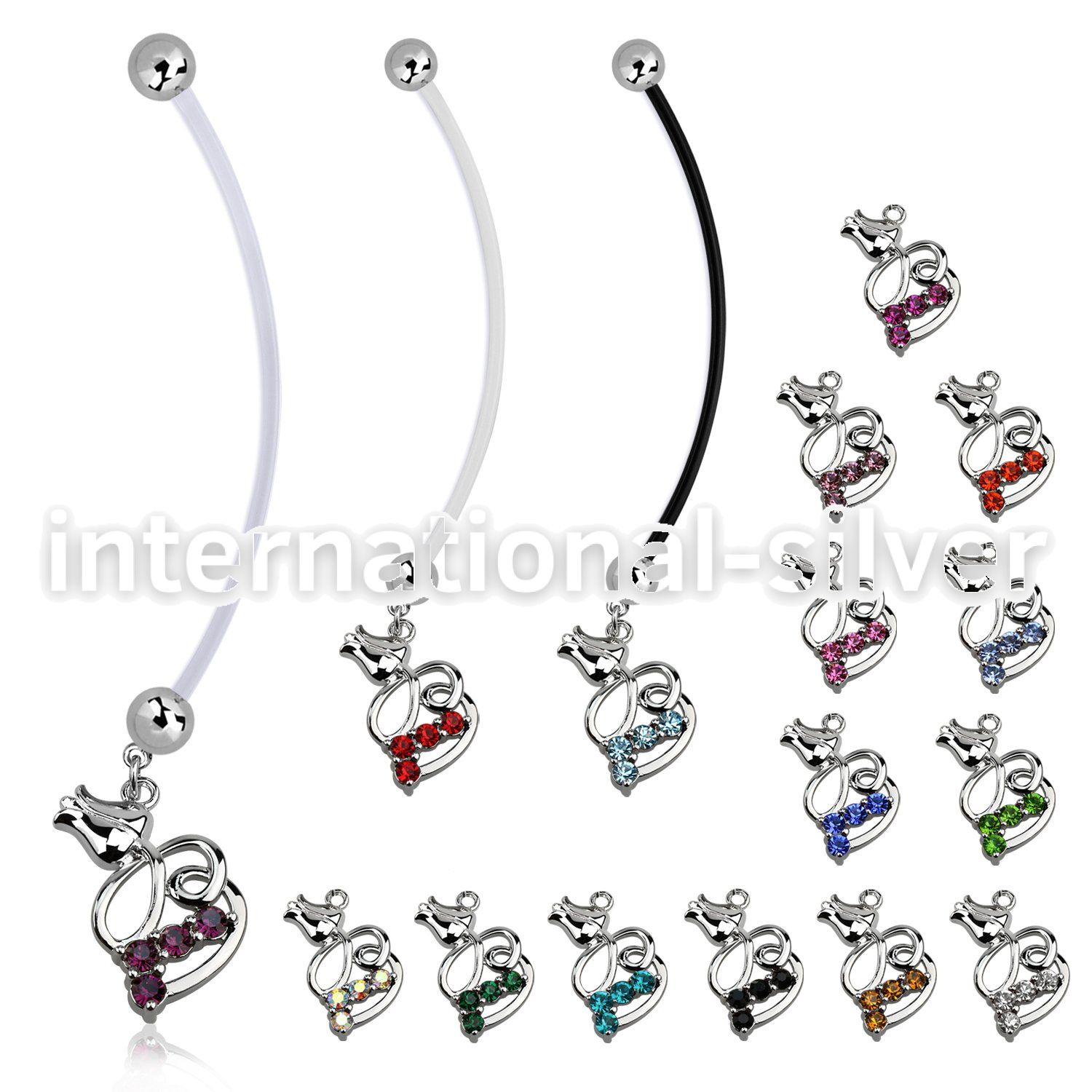 pnd510 pregnancy belly ring w dangling tulip flower 