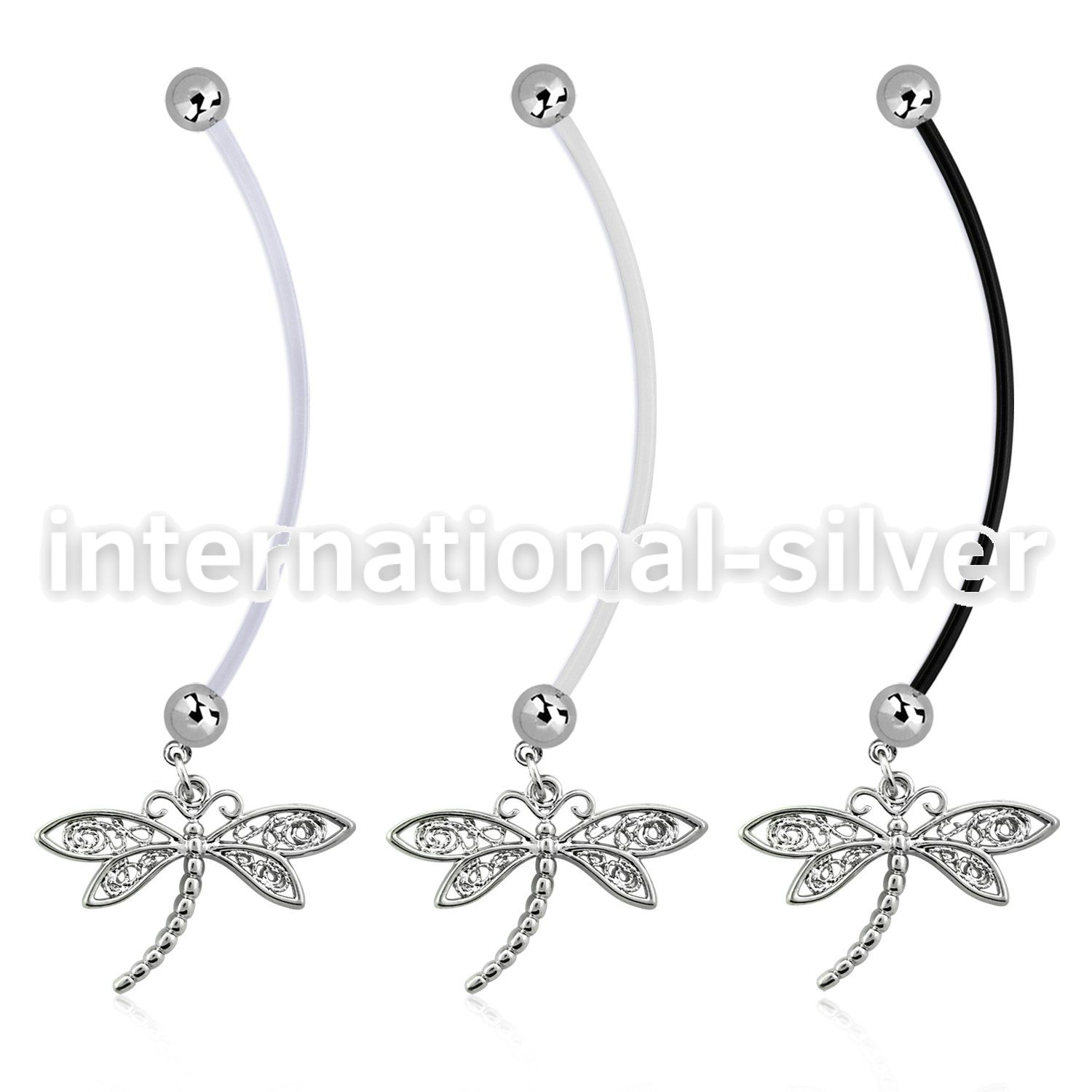 pnd566 pregnancy belly ring w dangling dragonfly 