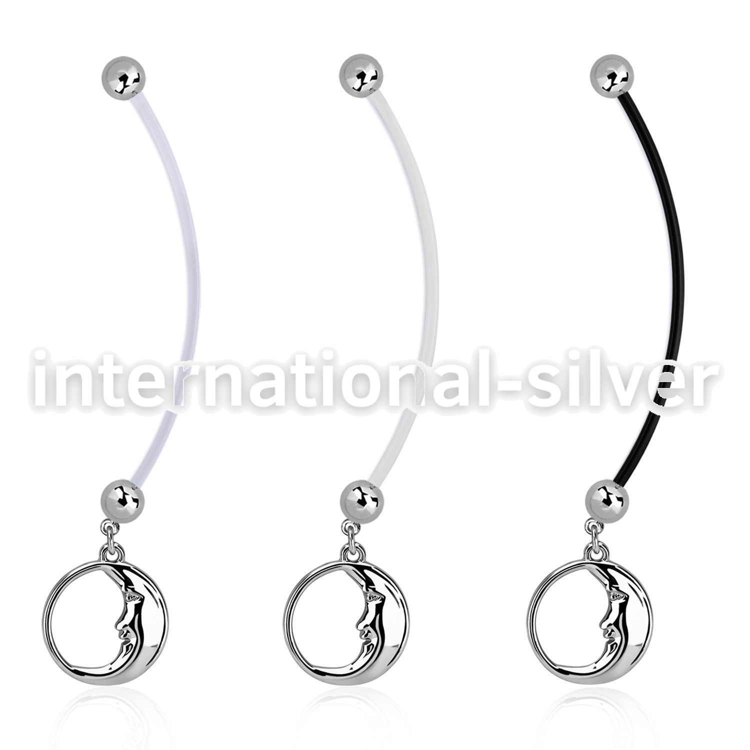 pnd733 pregnancy belly ring w dangling sleepy moon 
