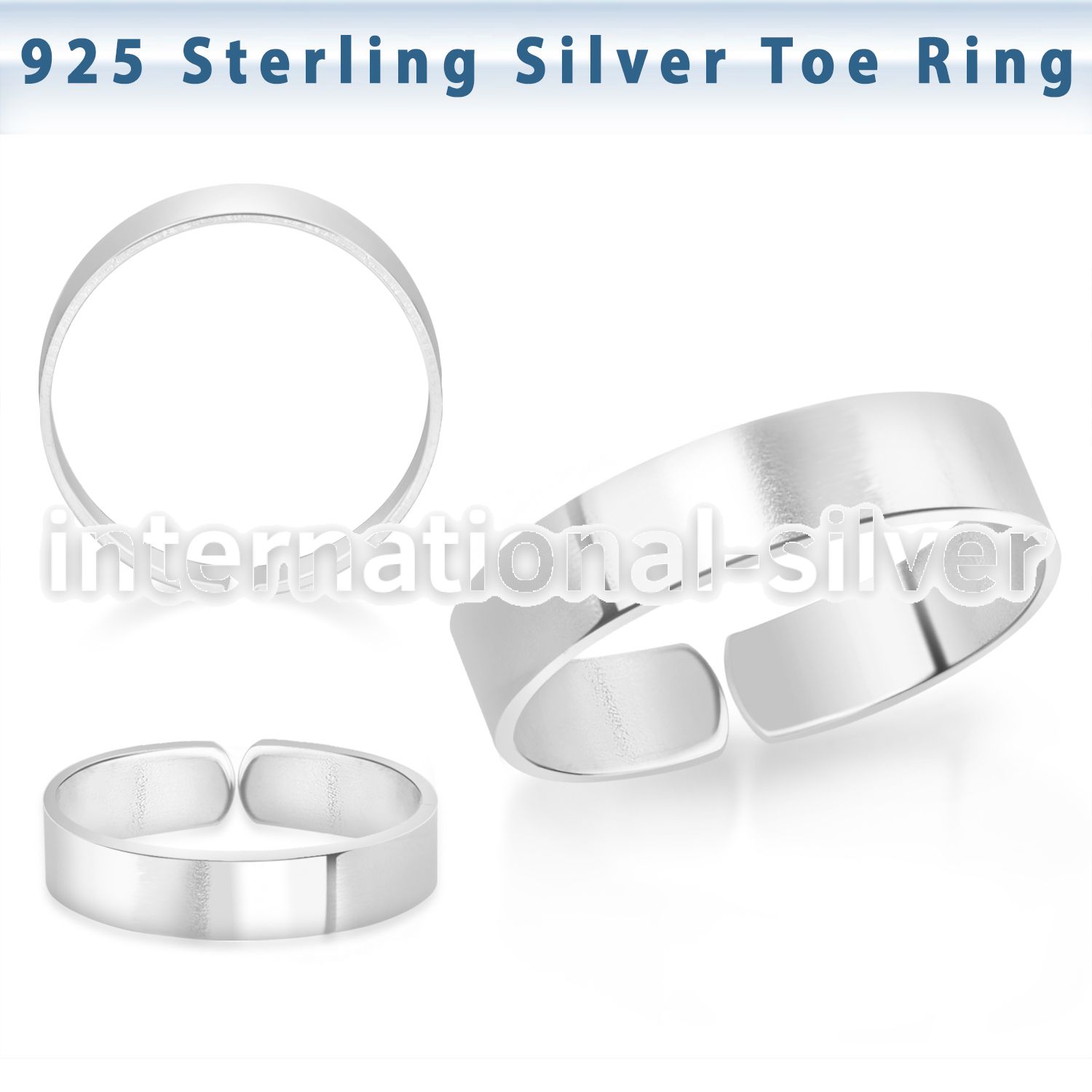 pt510 silver adjustable toe ring smooth