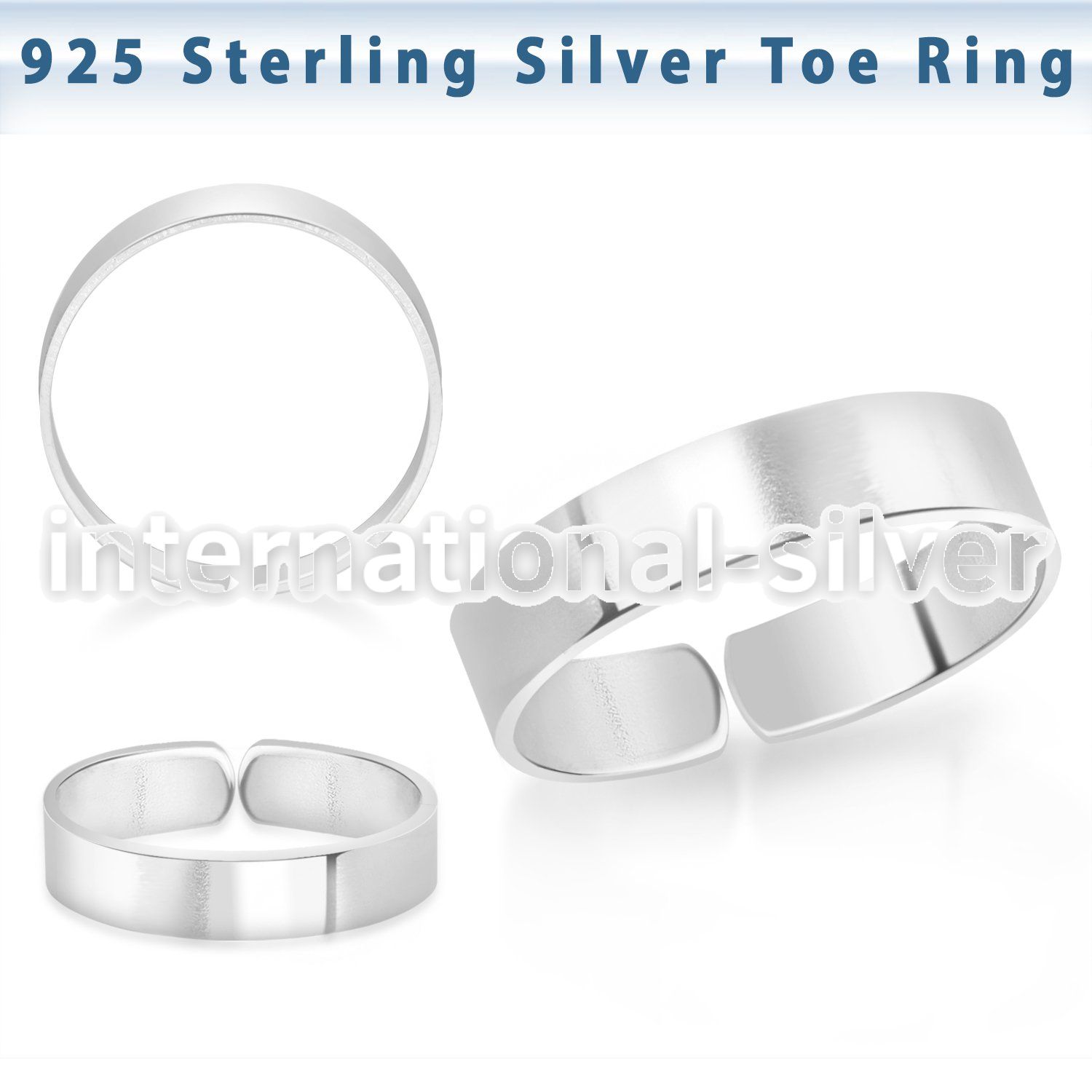 pt510 silver adjustable toe ring smooth