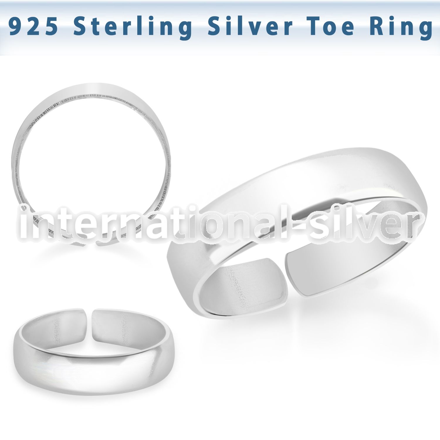 pt527 silver adjustable toe ring plain