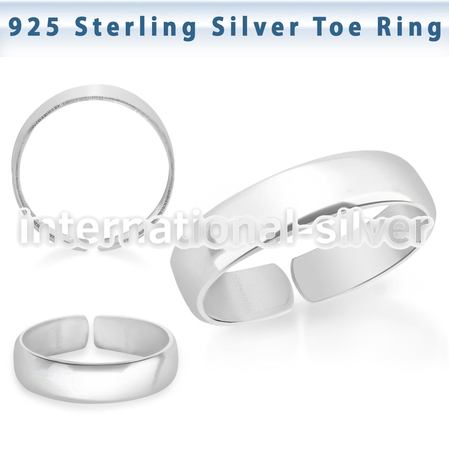 pt527 silver adjustable toe ring plain