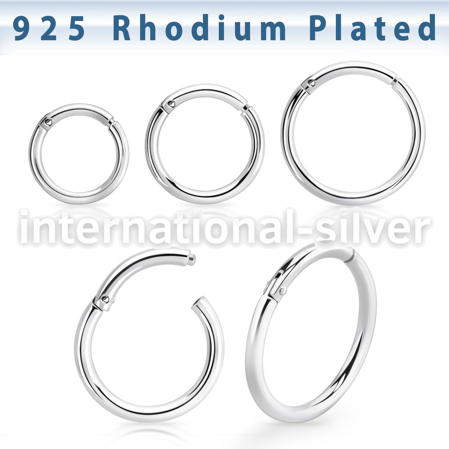 rhsegh16 rhodium plating silver hinged segment hoop 16g