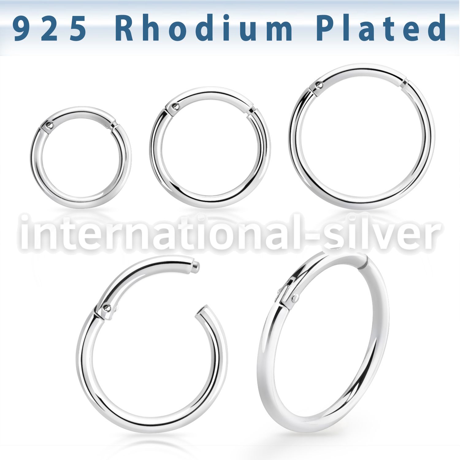 rhsegh18 rhodium plating silver hinged segment hoopr 18g