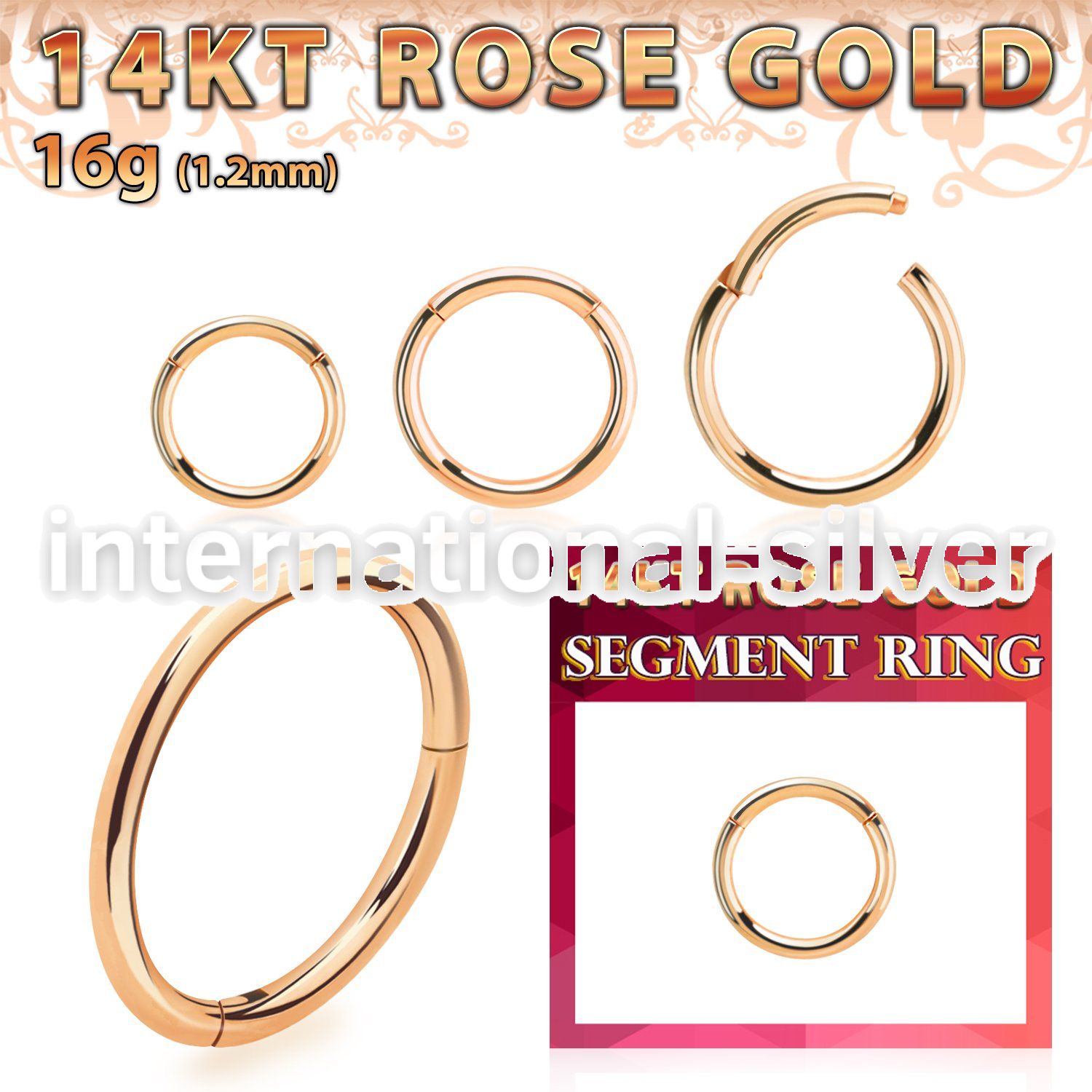 rsegh16 14 karat rose gold hinged segment hoop 16g