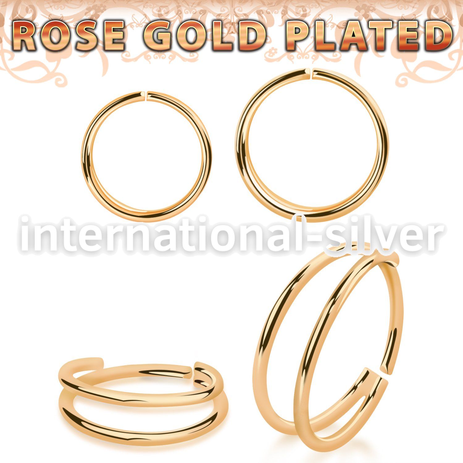 rssee rose gold plating silver seamless nose hoop double