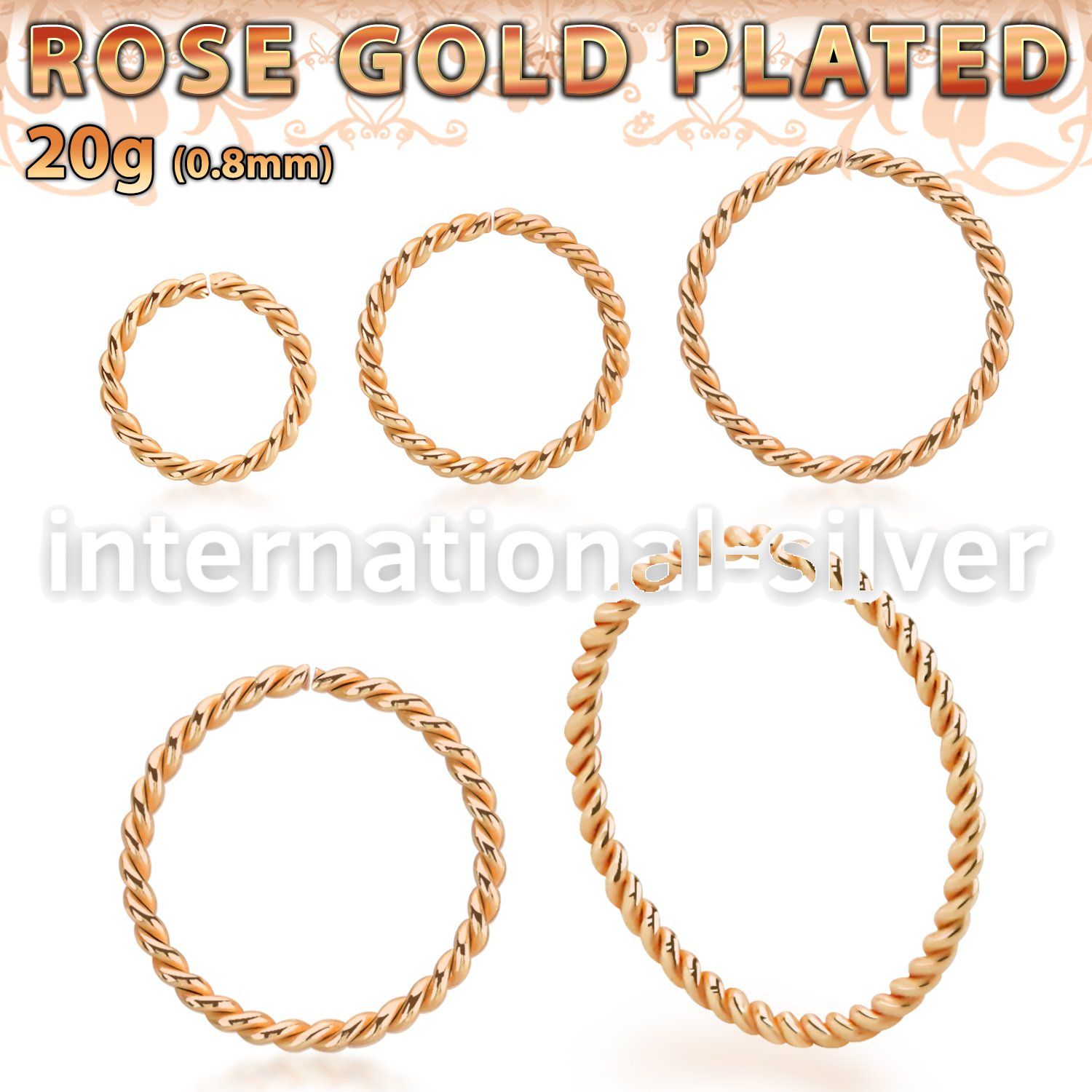 rsselw20 rose gold plating silver seamless ring 20g twisted