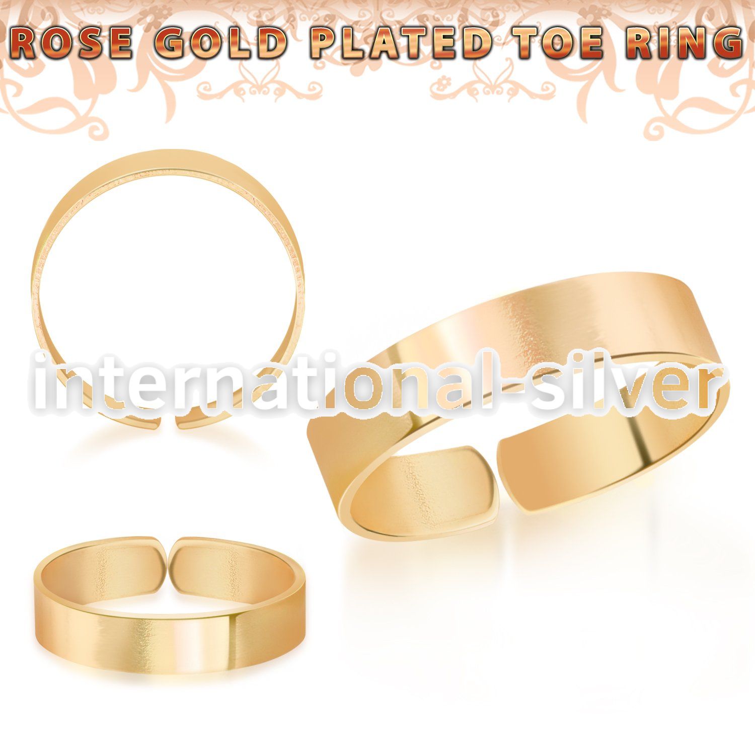 rt510 rose gold plating silver adjustable toe ring smooth