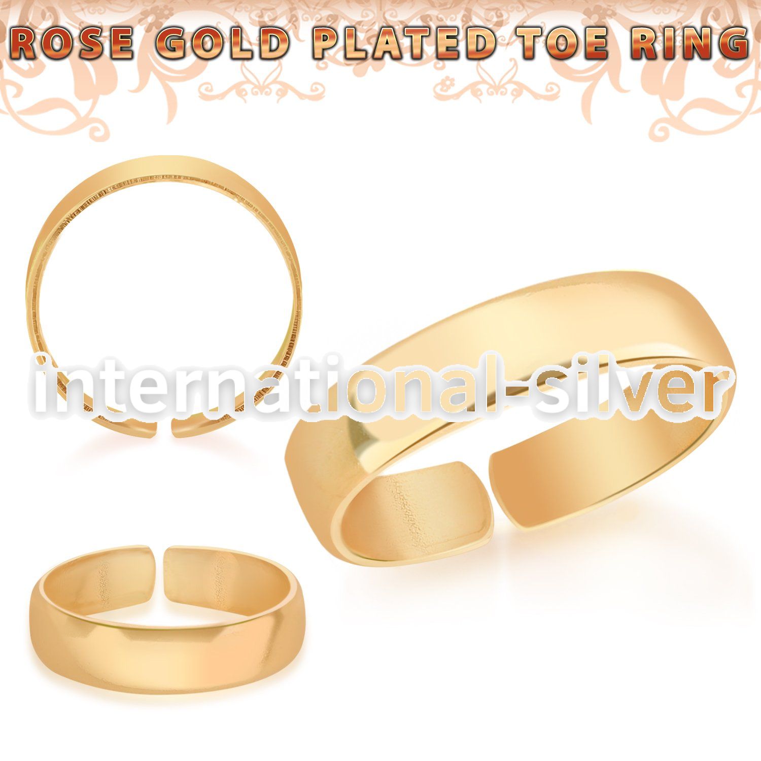 rt527 rose gold plating silver adjustable toe ring plain