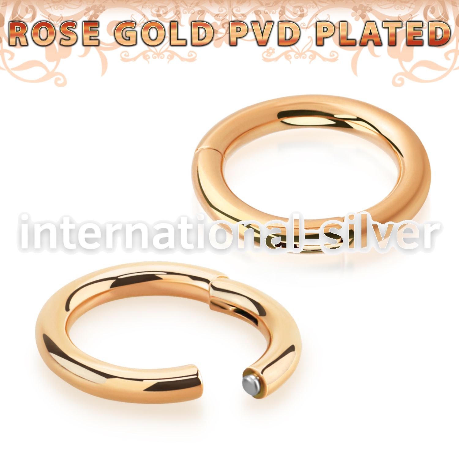 seghtt10 surgical steel hinged segment hoop rose gold pvd