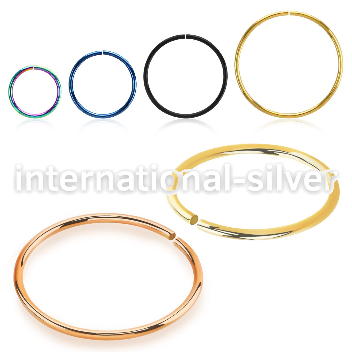 selt22 surgical steel seamless nose ring hoop pvd plating