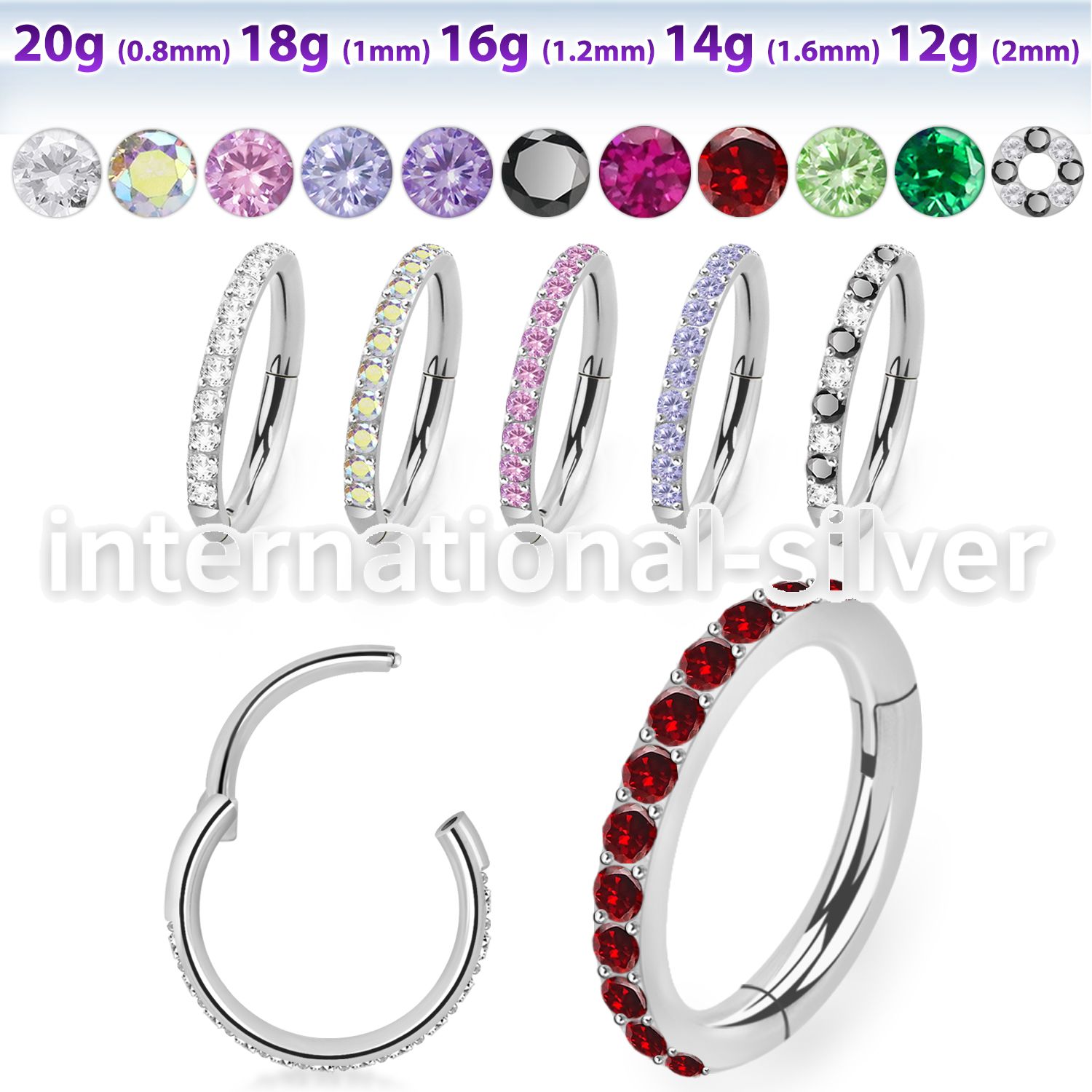 sgsh10 surgical steel segment ring cz stones