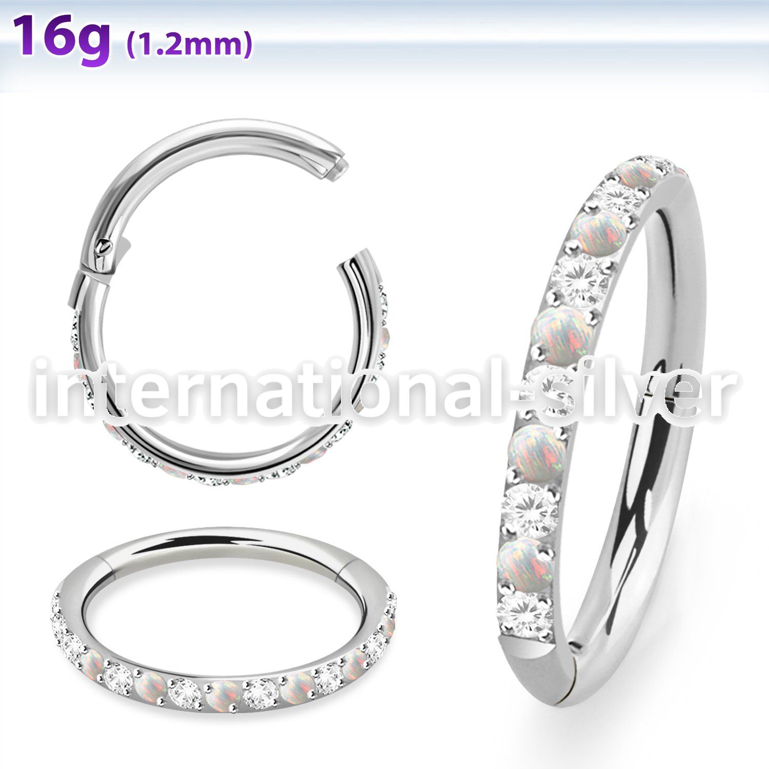 sgsh10zo steel 16g hinged segment hoop outward facing cz