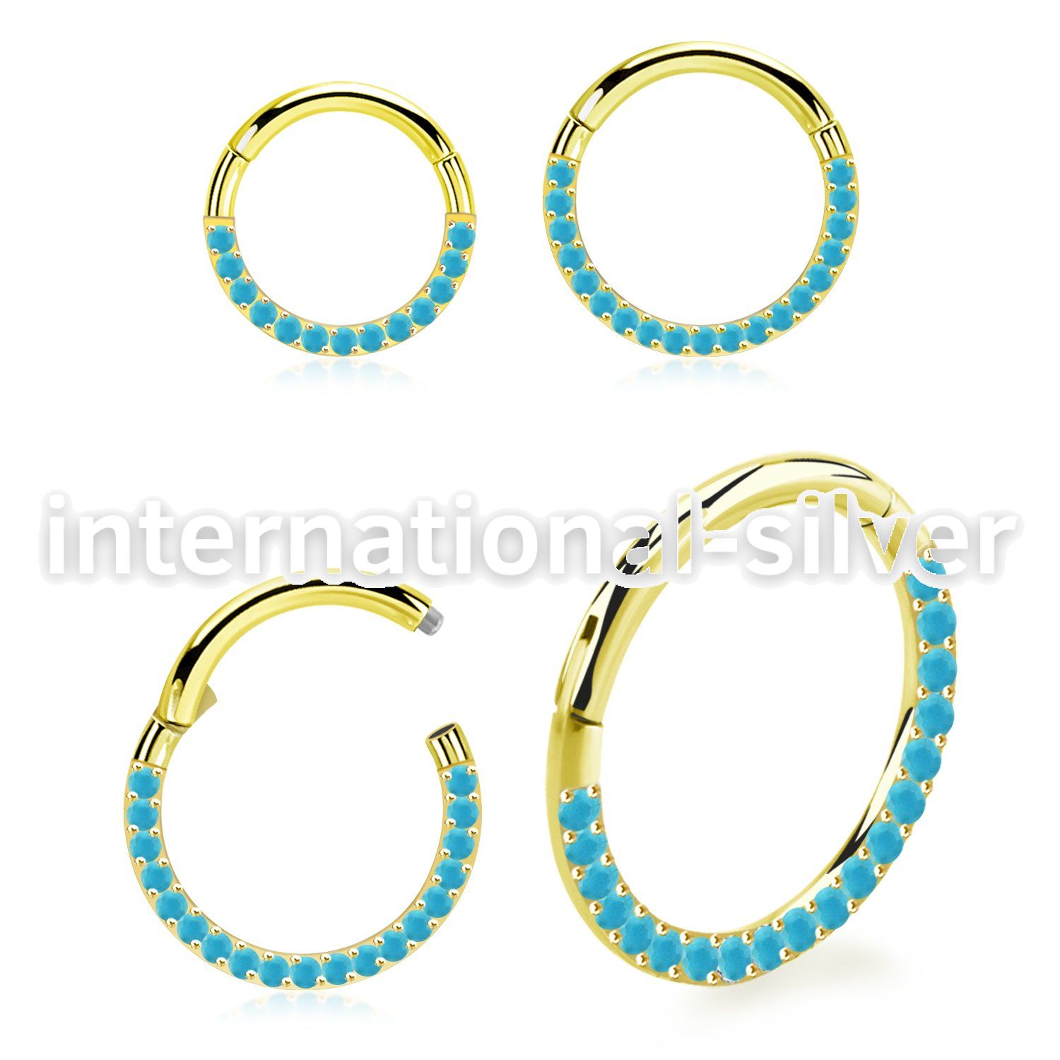 sgsh11tqt pvd steel hinged segment hoop 16g cnc turquoise