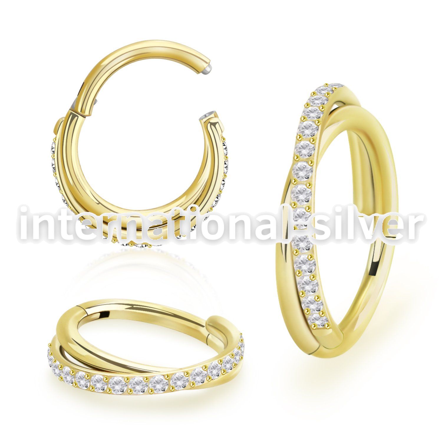 sgsh45t pvd plating steel hinged segment hoop 16g cross cnc