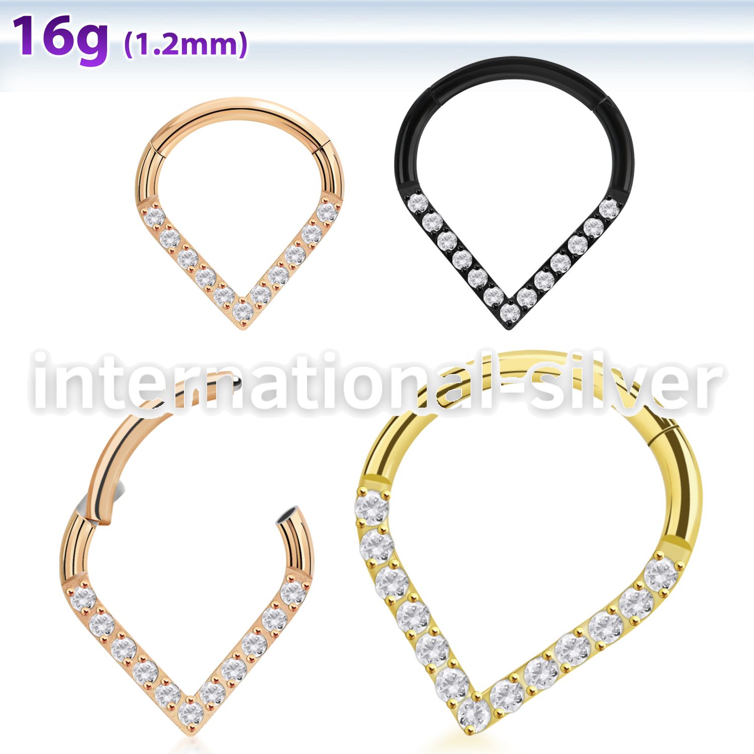 sgtsh15 anodized surgical steel hinged segment hoop cz
