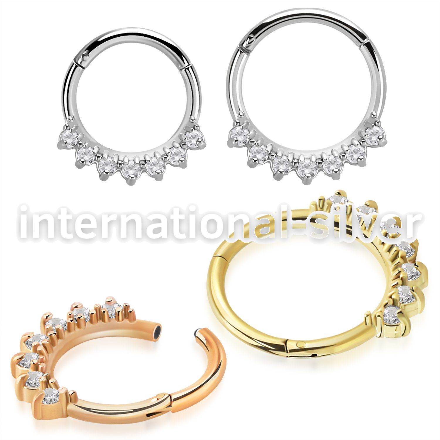 sgtsh29 pvd plating steel hinged segment hoop facing cnc cz