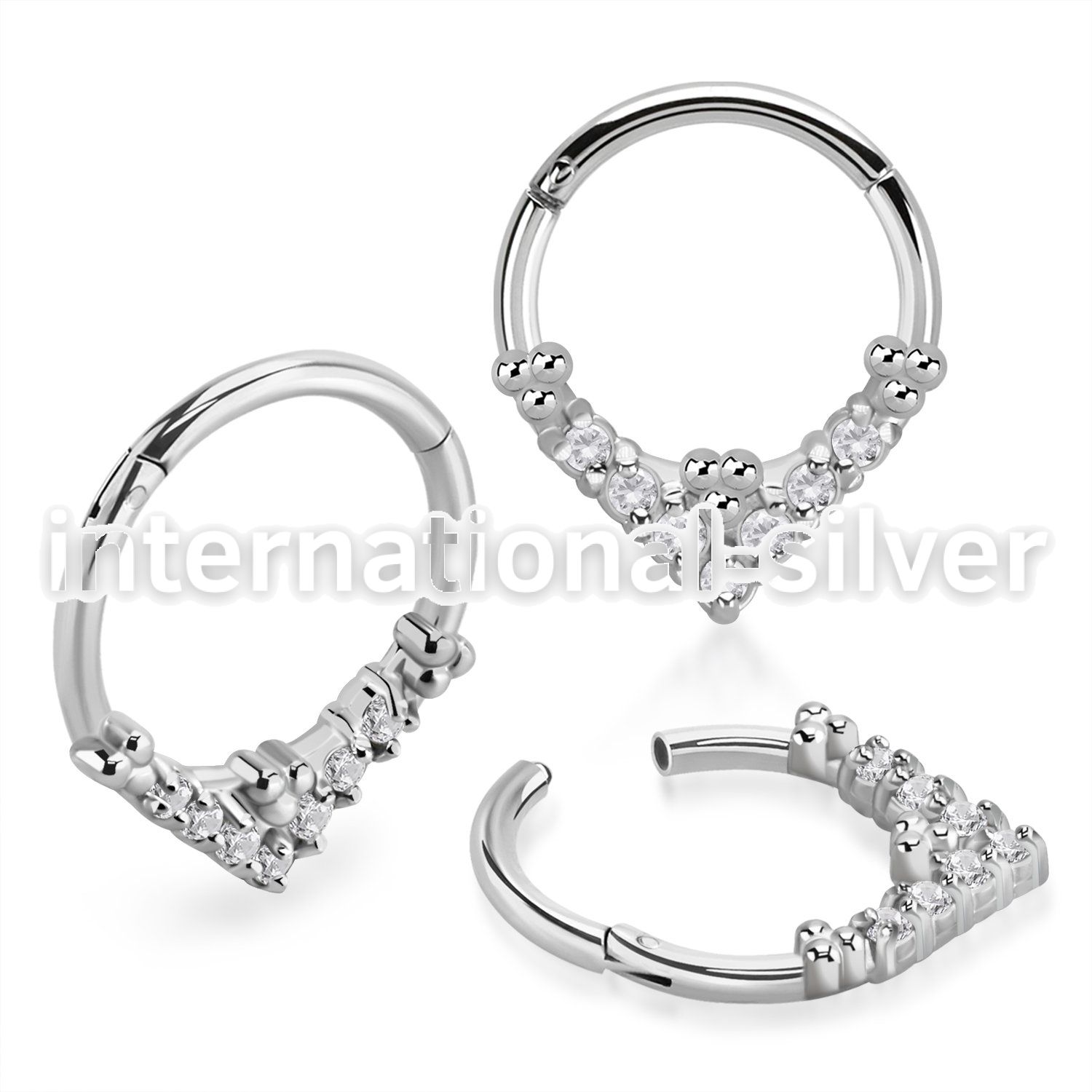 sgtsh31 steel hinged segment hoop cnc cz balls chevron