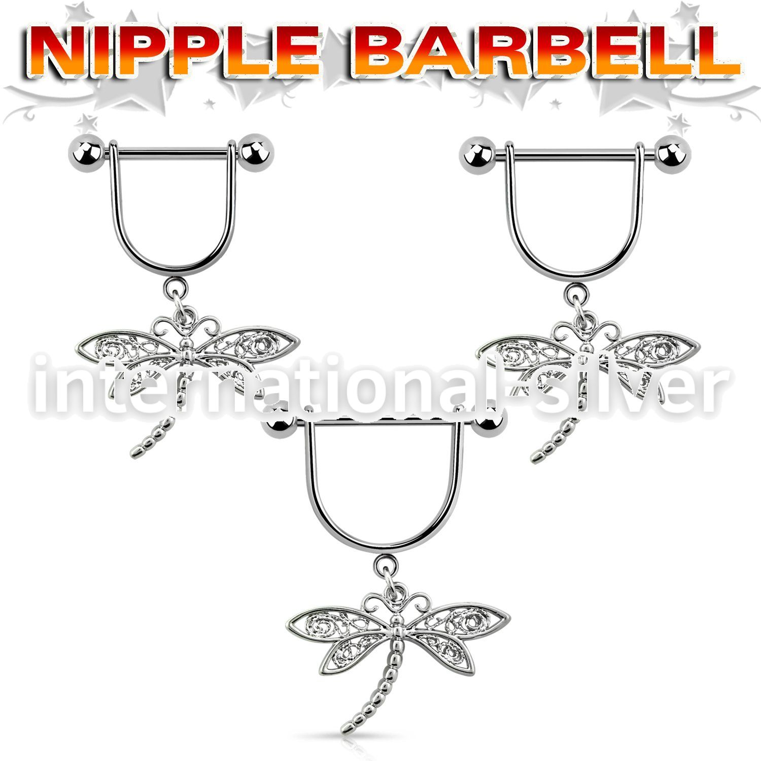 snpod3 316l steel nipple stirrup w dragonfly