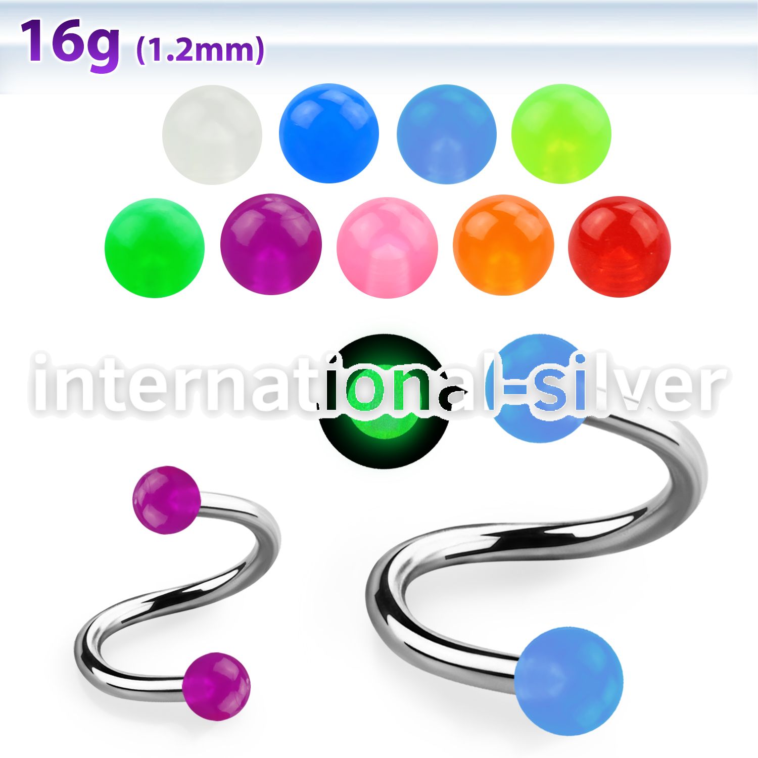 speglb spirals twisters surgical steel 316l with acrylic parts eyebrow