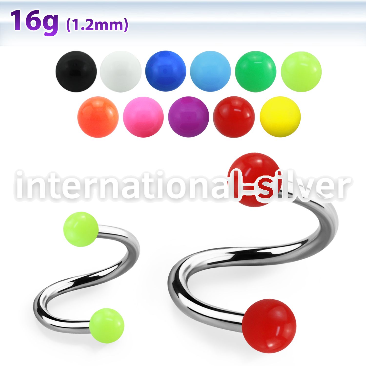 spesab spirals twisters surgical steel 316l with acrylic parts eyebrow