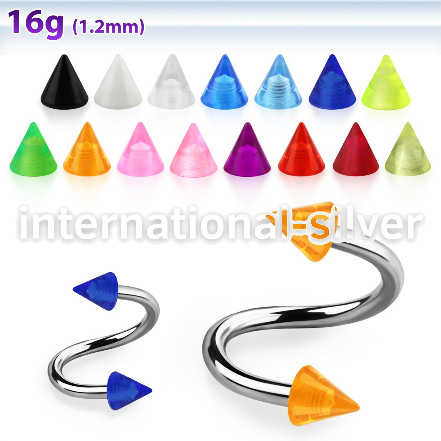 speuvcn spirals twisters surgical steel 316l with acrylic parts eyebrow