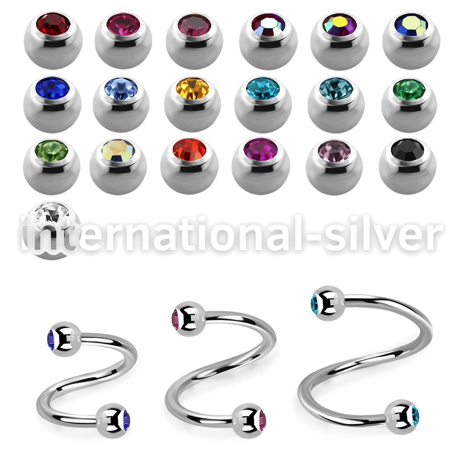 spjb25xs surgical steel spirals and twisters eyebrow helix tragus piercing