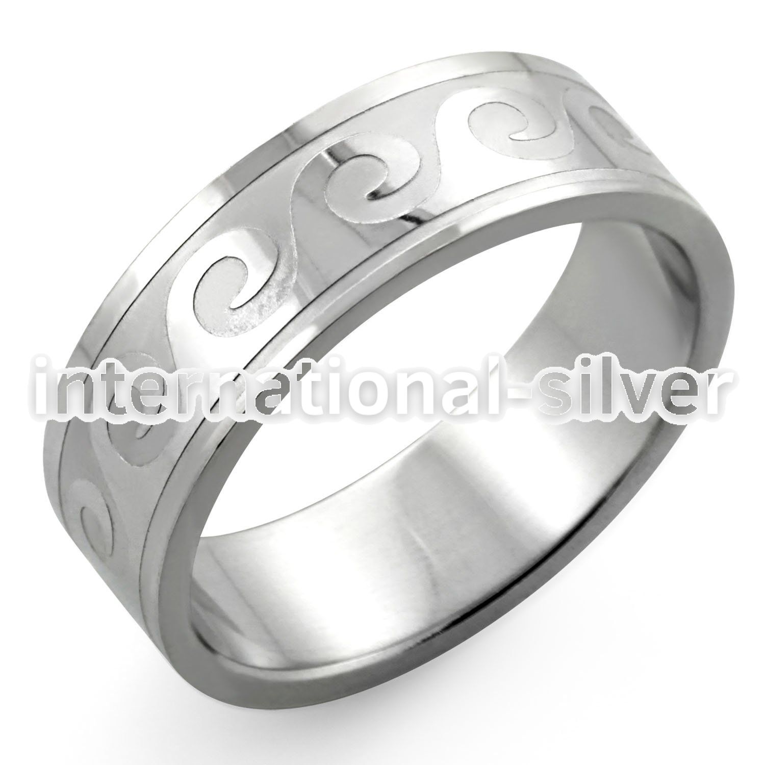sr106 matte stainless steel carving ring w high polished wave