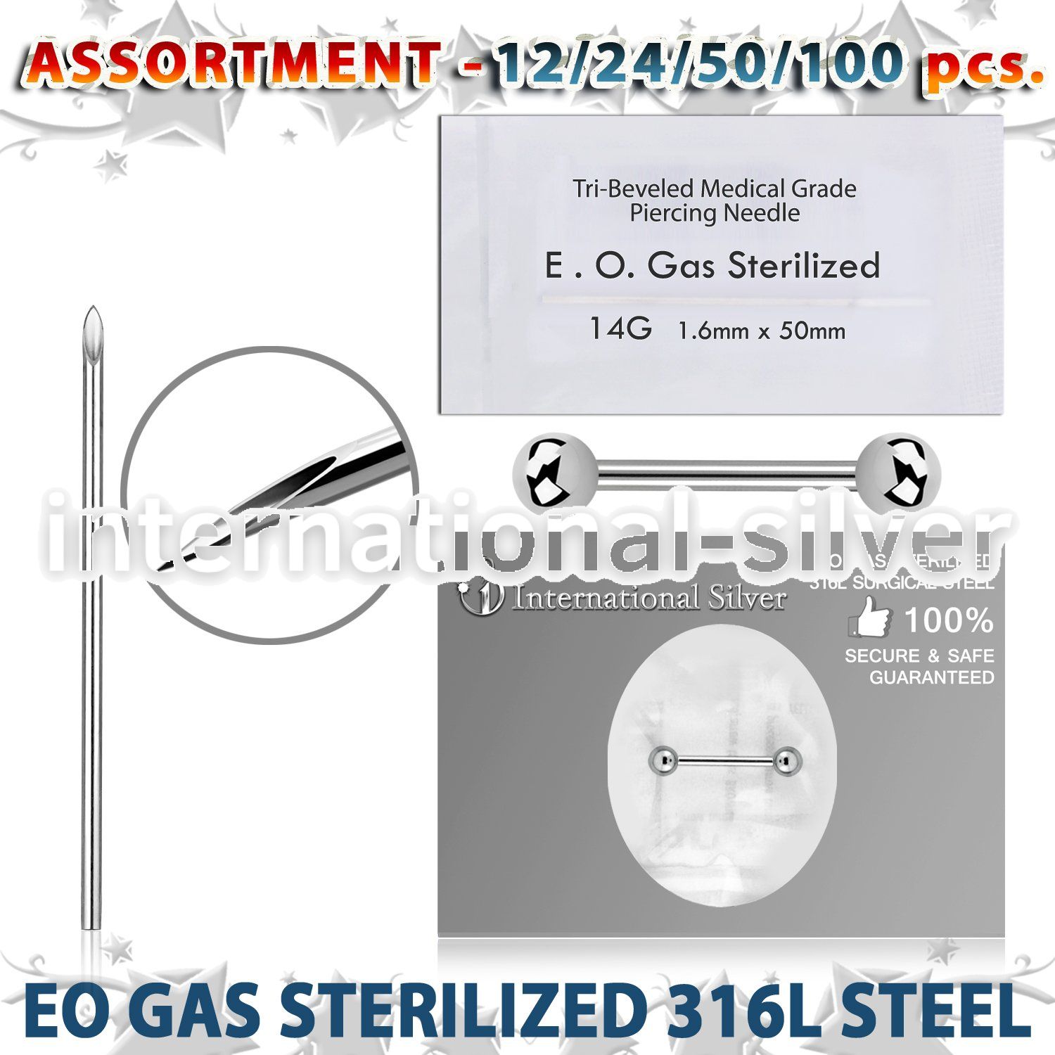sset08 professional piercing kit steel nipple barbell needles