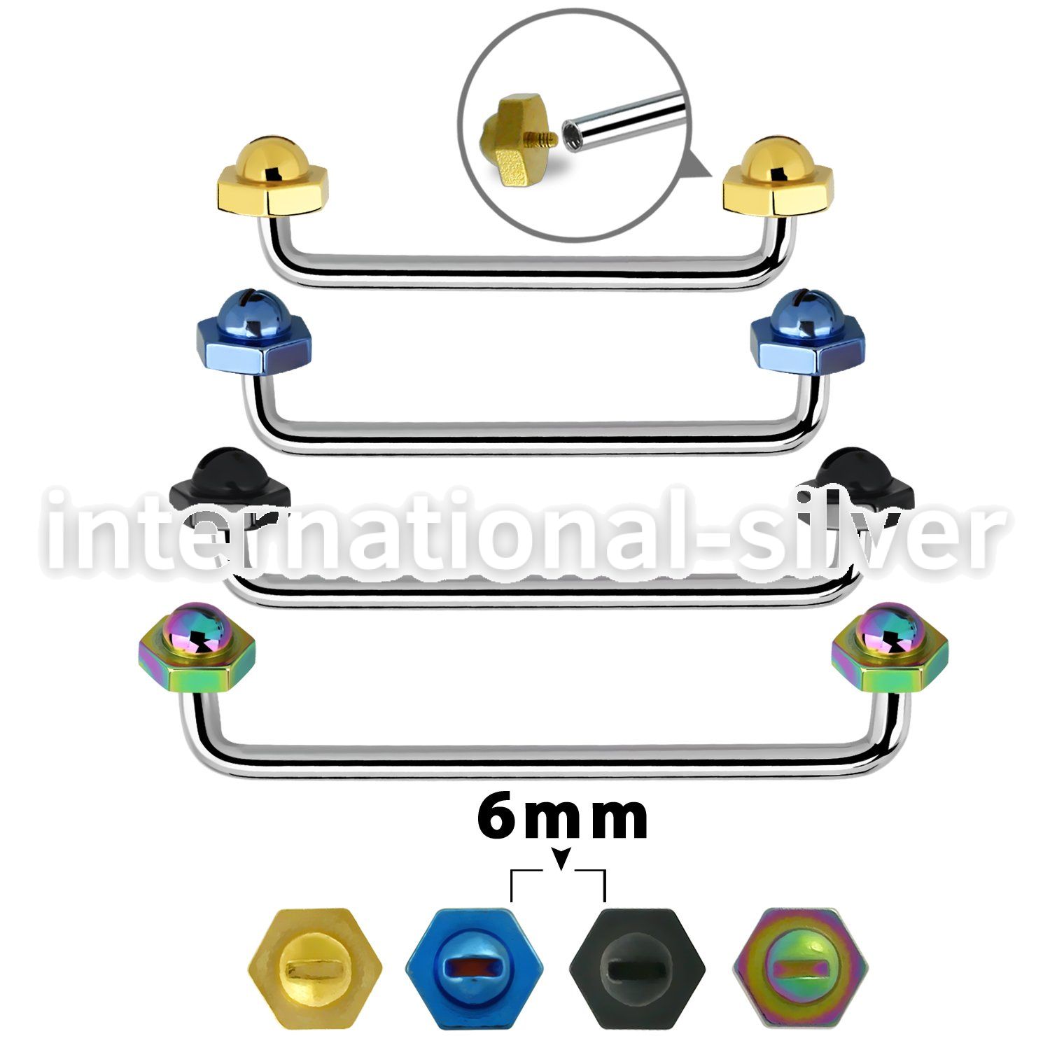 sudita6 straight barbells anodized surgical steel 316l surface piercings