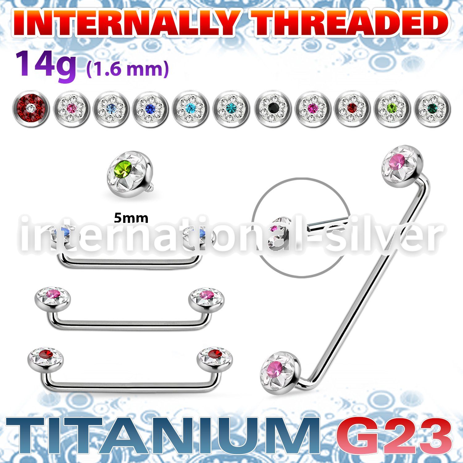 sudtaf5b straight barbells surgical steel 316l surface piercings