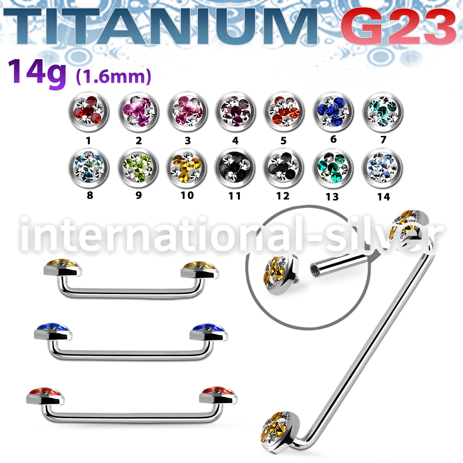 sudtaf5d straight barbells surgical steel 316l surface piercings