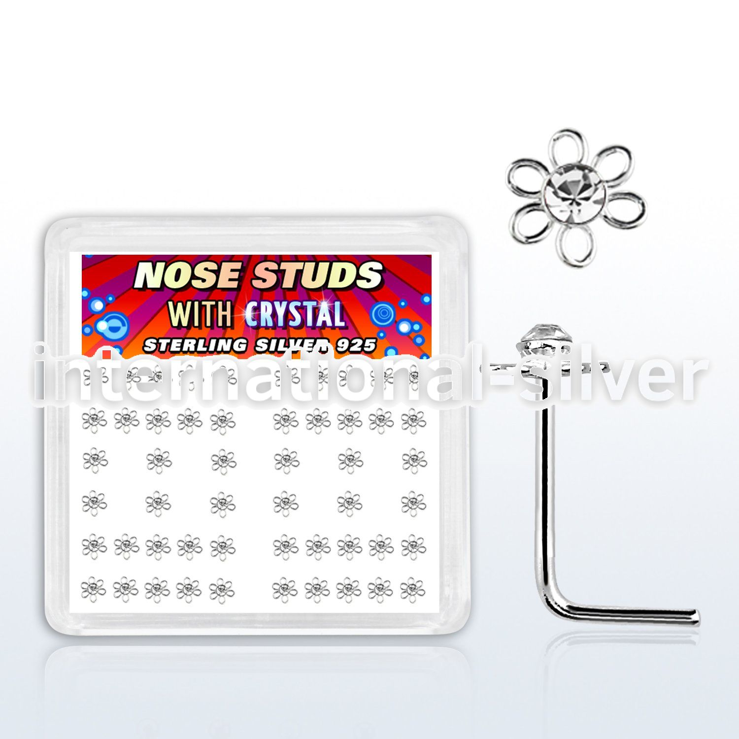 sxfl2c l shape nose studs silver 925 nose