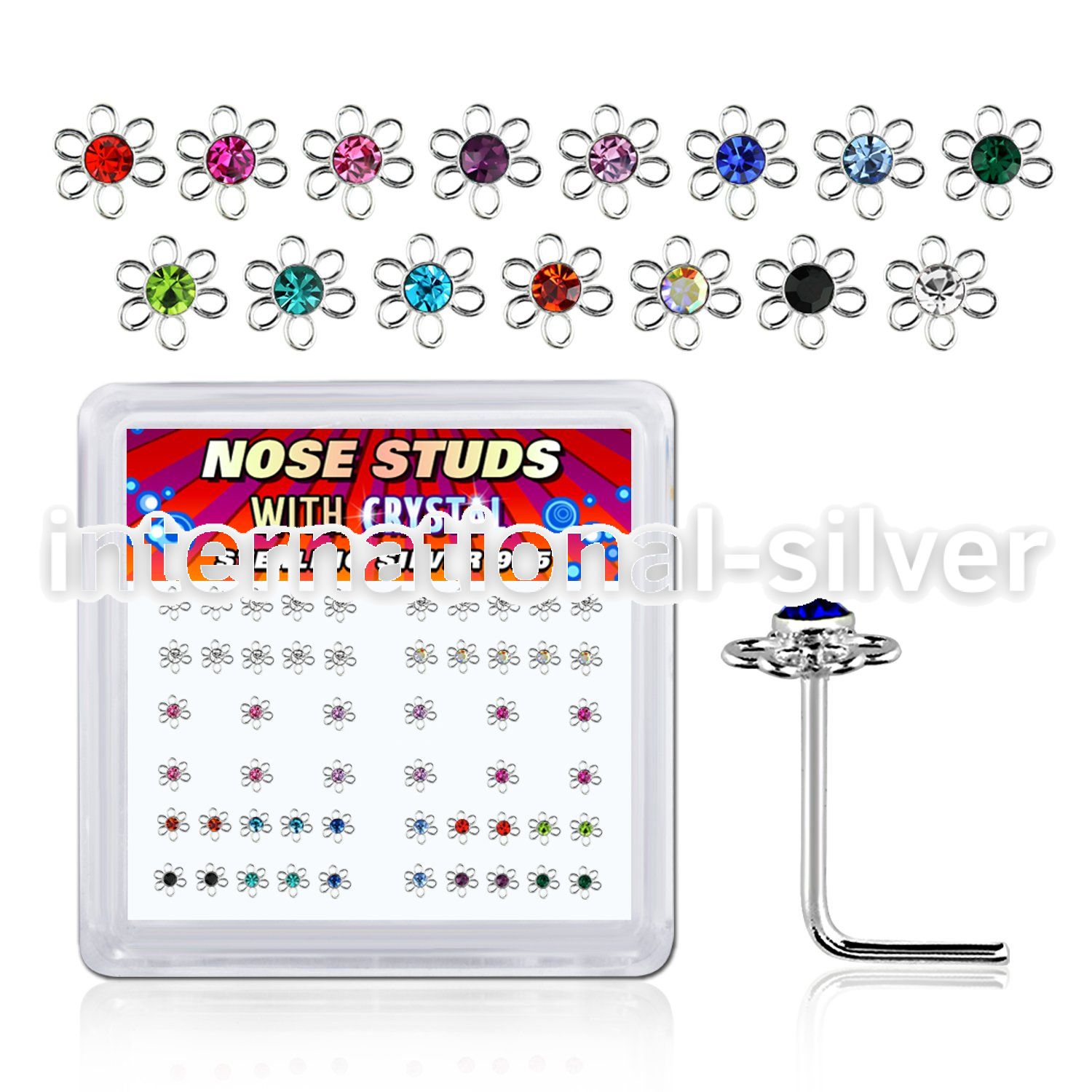 sxfl2m l shape nose studs silver 925 nose