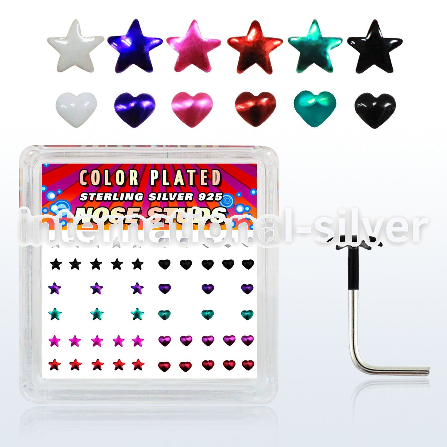 sxphs l shape nose studs silver 925 nose