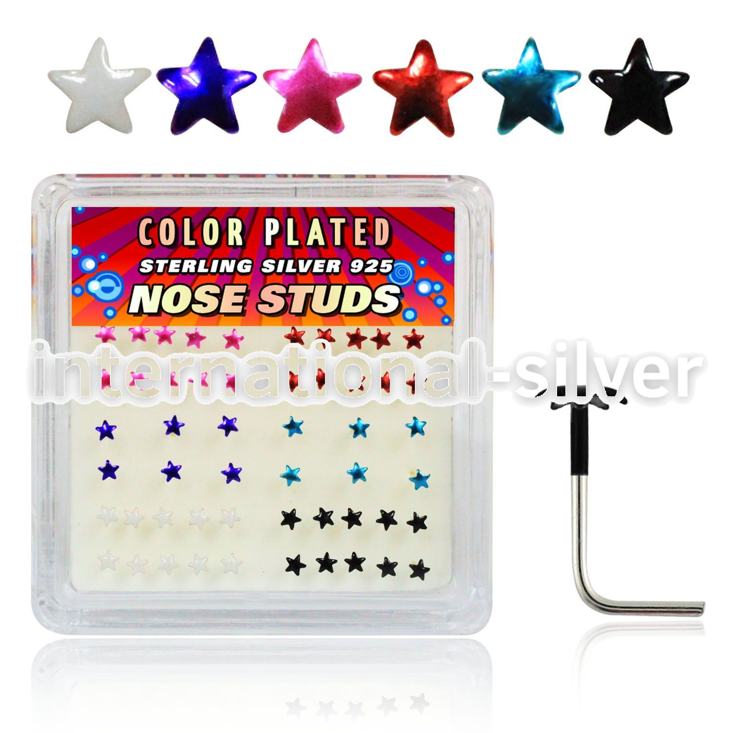sxpsar l shape nose studs silver 925 nose