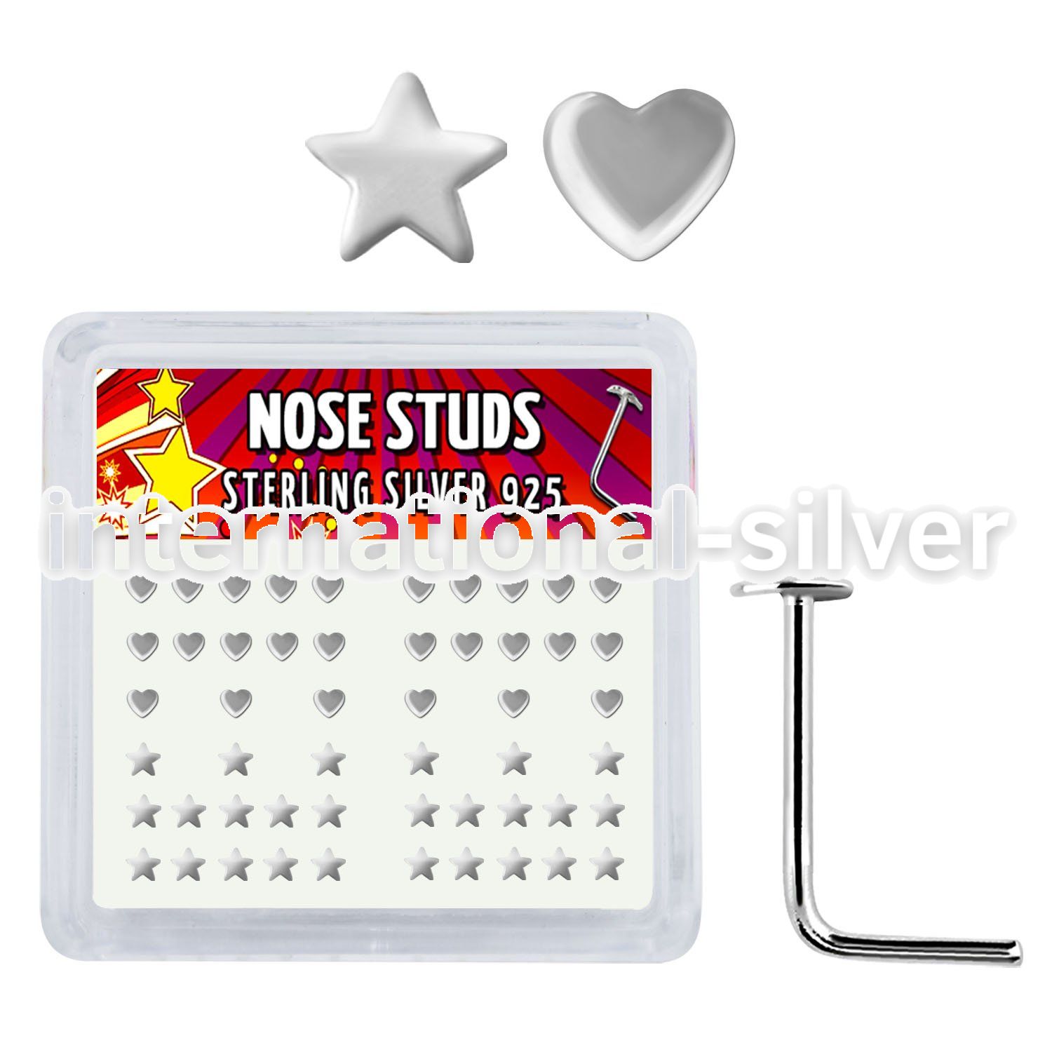 sxvhs l shape nose studs silver 925 nose